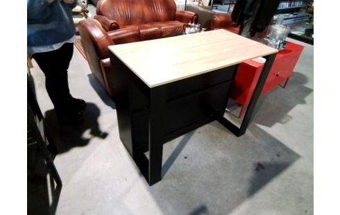 MEUBLE ÎLOT CUISINE NOIR ET MARRON