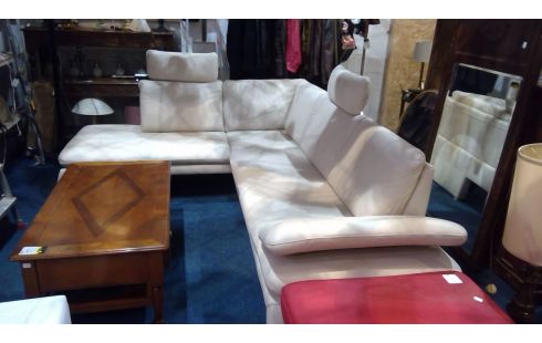 SALON D'ANGLE CUIR  CREME