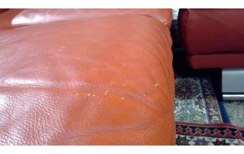 SALON CUIR ORANGE  3+2+1+POUF