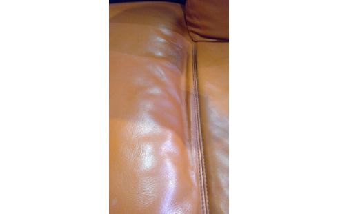 CANAPE CUIR ORANGE 2 PLACES EN L'ETAT