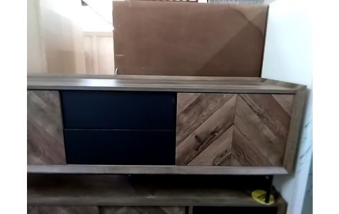 MEUBLE TV MODERNE BOIS ET NOIR