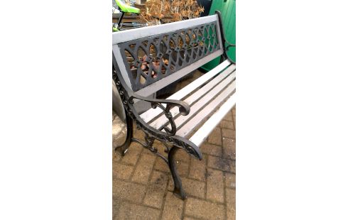 BANC DE JARDIN NOIR FONTE GRIS, , BOIS