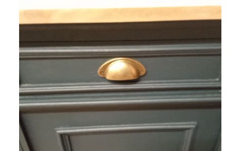 MEUBLE 2 P 2 T PATINE BLEU POIGNEE BOMBEE