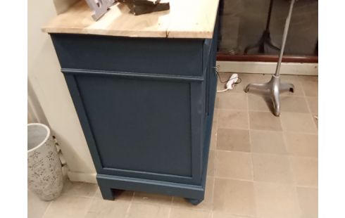 MEUBLE 2 P 2 T PATINE BLEU POIGNEE BOMBEE