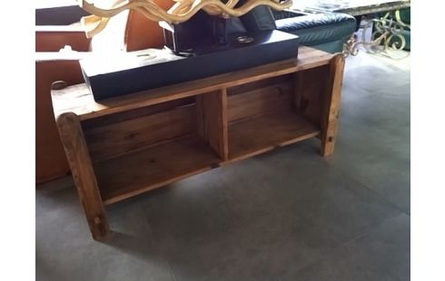 MEUBLE TV BOIS NATUREL 2 NICHES