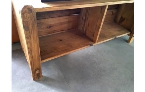 MEUBLE TV BOIS NATUREL 2 NICHES