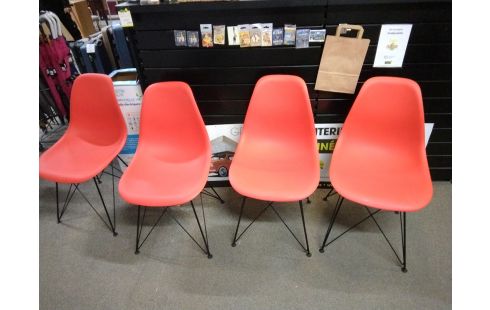 CHAISE COQUE ROUGE LOT DE 4