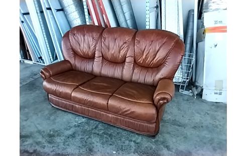 CANAPE 3 PLACES CUIR MARRON
