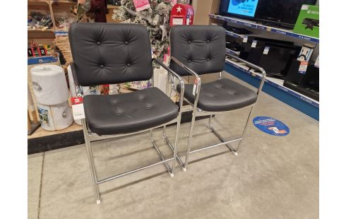 TABOURET DE BAR métal et skai noir