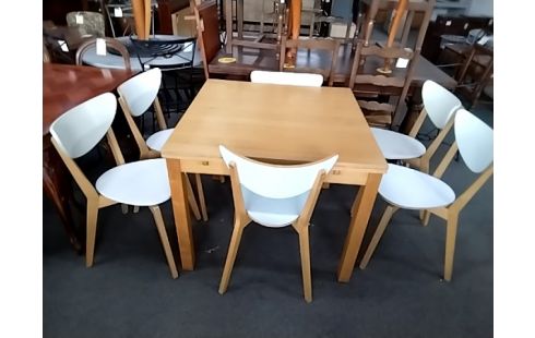 CHAISE BOIS BLANC LOT DE 6