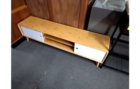 MEUBLE TV PIN BOIS ET BLANC