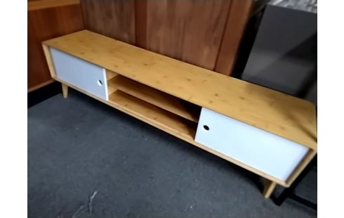 MEUBLE TV PIN BOIS ET BLANC