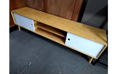 MEUBLE TV PIN BOIS ET BLANC