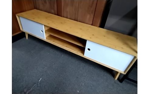 MEUBLE TV PIN BOIS ET BLANC