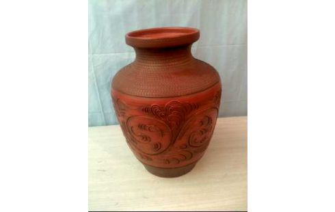 VASE TON BRAUN FLORAL VERZIERT