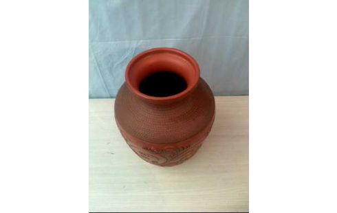 VASE TON BRAUN FLORAL VERZIERT