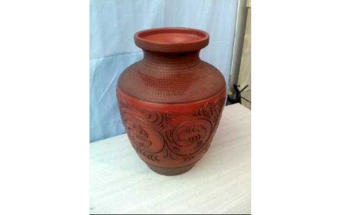 VASE TON BRAUN FLORAL VERZIERT