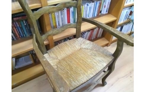 FAUTEUIL PAILLE STYLE LOUIS XV EN L'ETAT