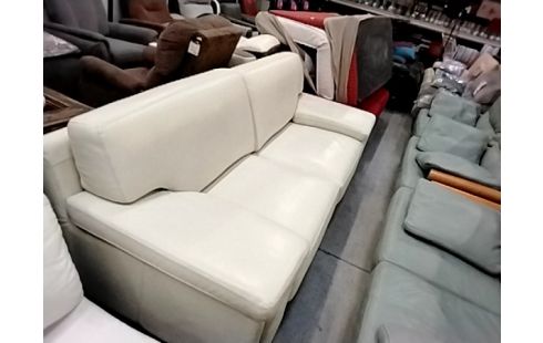 CANAPE CUIR CRÈME 3 PLCES