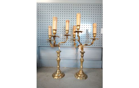 CANDELABRE BRONZE STYLE LOUIS XV LA PAIRE
