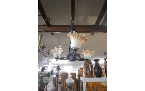 LUSTRE 3 BRANCHES ART DECO