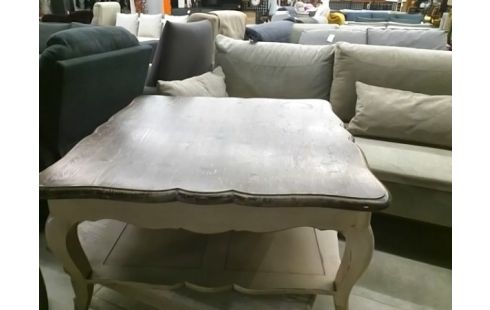 TABLE BASSE CERUSE CREME/MARRON