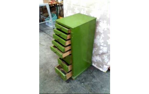 SCHUBLADENSCHRANK HOLZ 8-SCHUBL. GRÜN VINTAGE