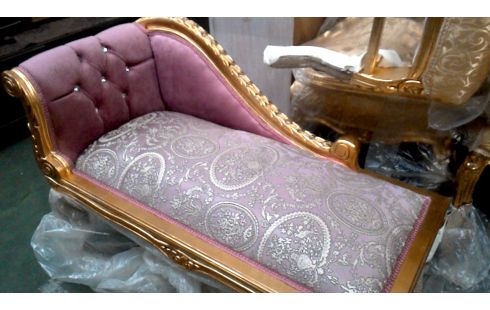 BANK CLEOPATRA GOUD KLEUR STOF ZALMKLEURIG