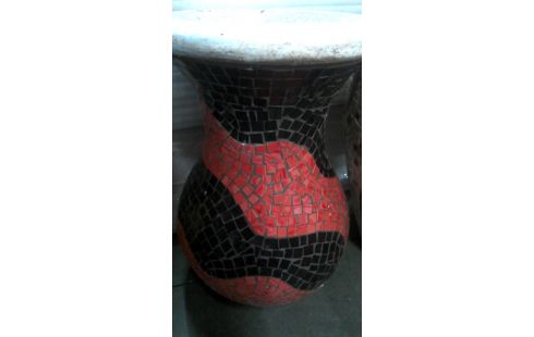 BLOEMPOT ROOD ZWART MOZAIEK GROOT MODEL