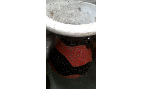 BLOEMPOT ROOD ZWART MOZAIEK GROOT MODEL