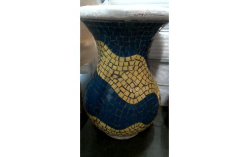 BLOEMPOT BLAUW GEEL MOZAIEK GROOT MODEL