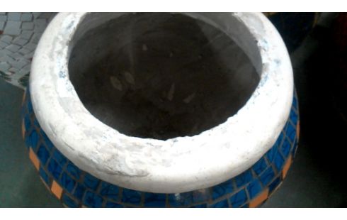 BLOEMPOT MOZAIEK BLAUW ORANJE