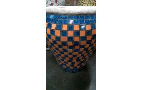 BLOEMPOT MOZAIEK BLAUW ORANJE