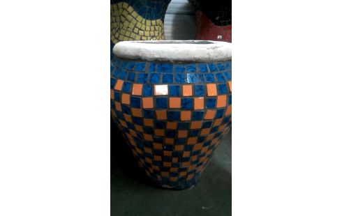 BLOEMPOT MOZAIEK BLAUW ORANJE