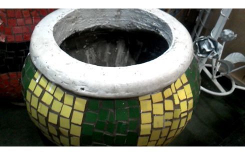 BLOEMPOT MOZAIEK GROEN GEEL ROOD