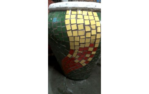 BLOEMPOT MOZAIEK GROEN GEEL ROOD