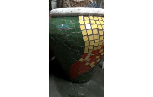 BLOEMPOT MOZAIEK GROEN GEEL ROOD