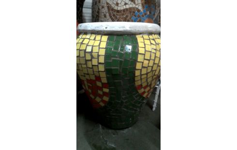 BLOEMPOT MOZAIEK GROEN GEEL ROOD