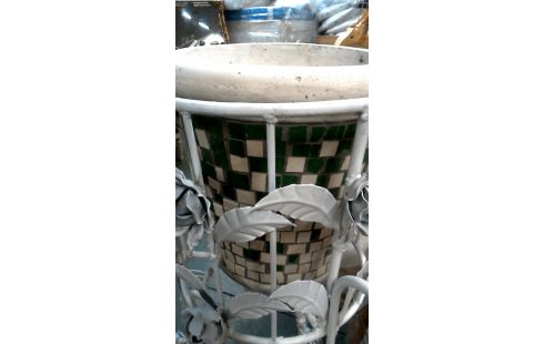 BLOEMPOT MOZAIEK GROEN ECRU