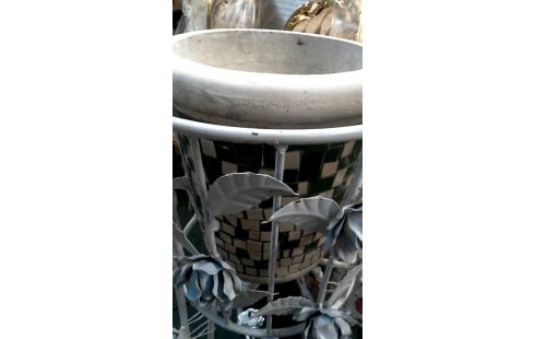 BLOEMPOT MOZAIEK GROEN ECRU