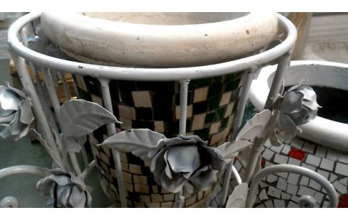 BLOEMPOT MOZAIEK GROEN ECRU