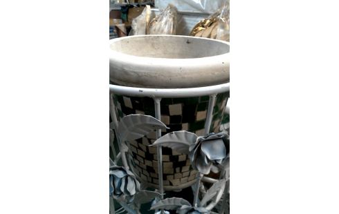 BLOEMPOT MOZAIEK GROEN ECRU