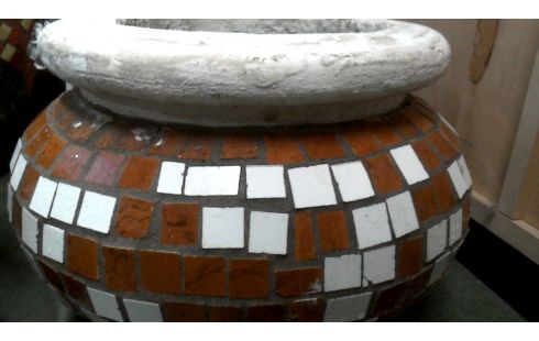 BLOEMPOT BOL MOZAIEK BRUIN WIT