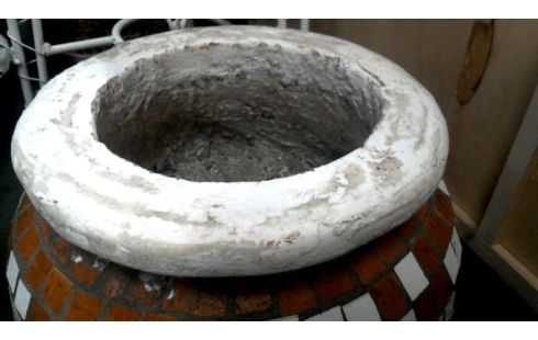 BLOEMPOT BOL MOZAIEK BRUIN WIT