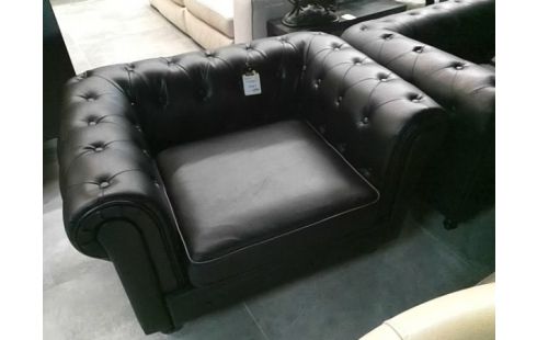 FAUTEUIL CHESTERFIELD SKAI NOIR