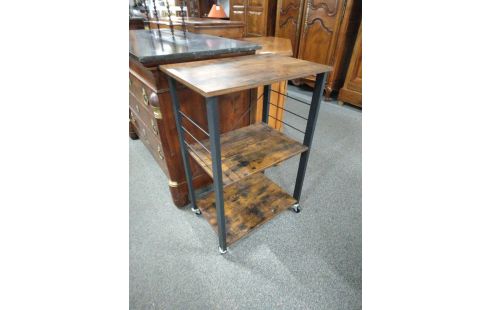 DESSERTE A ROULETTES METAL BOIS