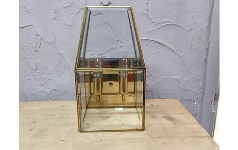 APPLIQUE MURALE dore et verre biseaute