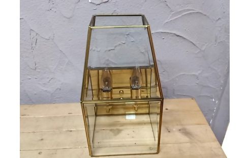 APPLIQUE MURALE dore et verre biseaute