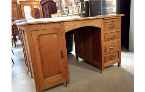 BUREAU chene double face à tiroirs