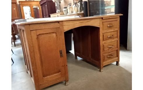BUREAU chene double face à tiroirs